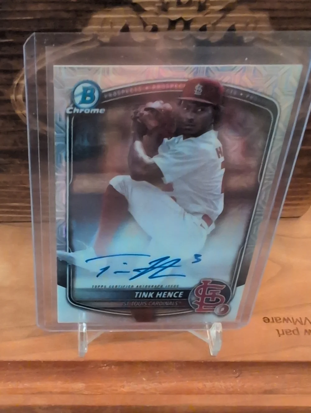 2025 Bowman Chrome Tink Hence Prospect Rookie Card Mojo Refractor Auto Cardinals - Picture 1 of 3